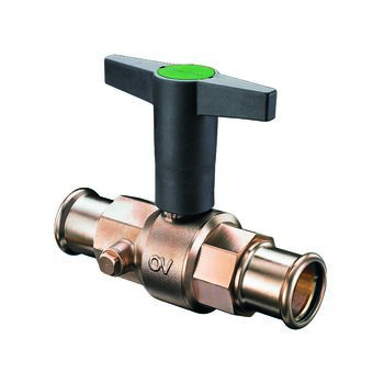 Optibal Ball valve with extended plastic handle, with press connection PN 16 DN 20, 22 mm, brass, nickel plated